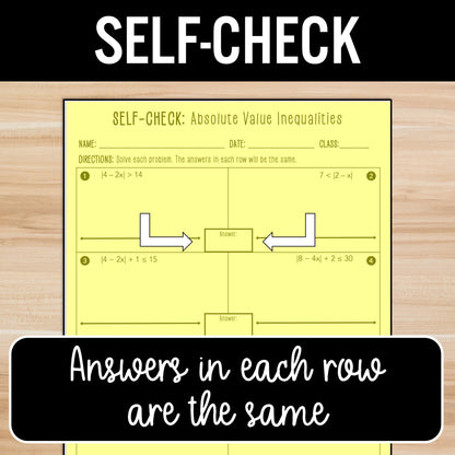 Solve Absolute Value Inequalities Review Practice Activity - Partner Worksheets