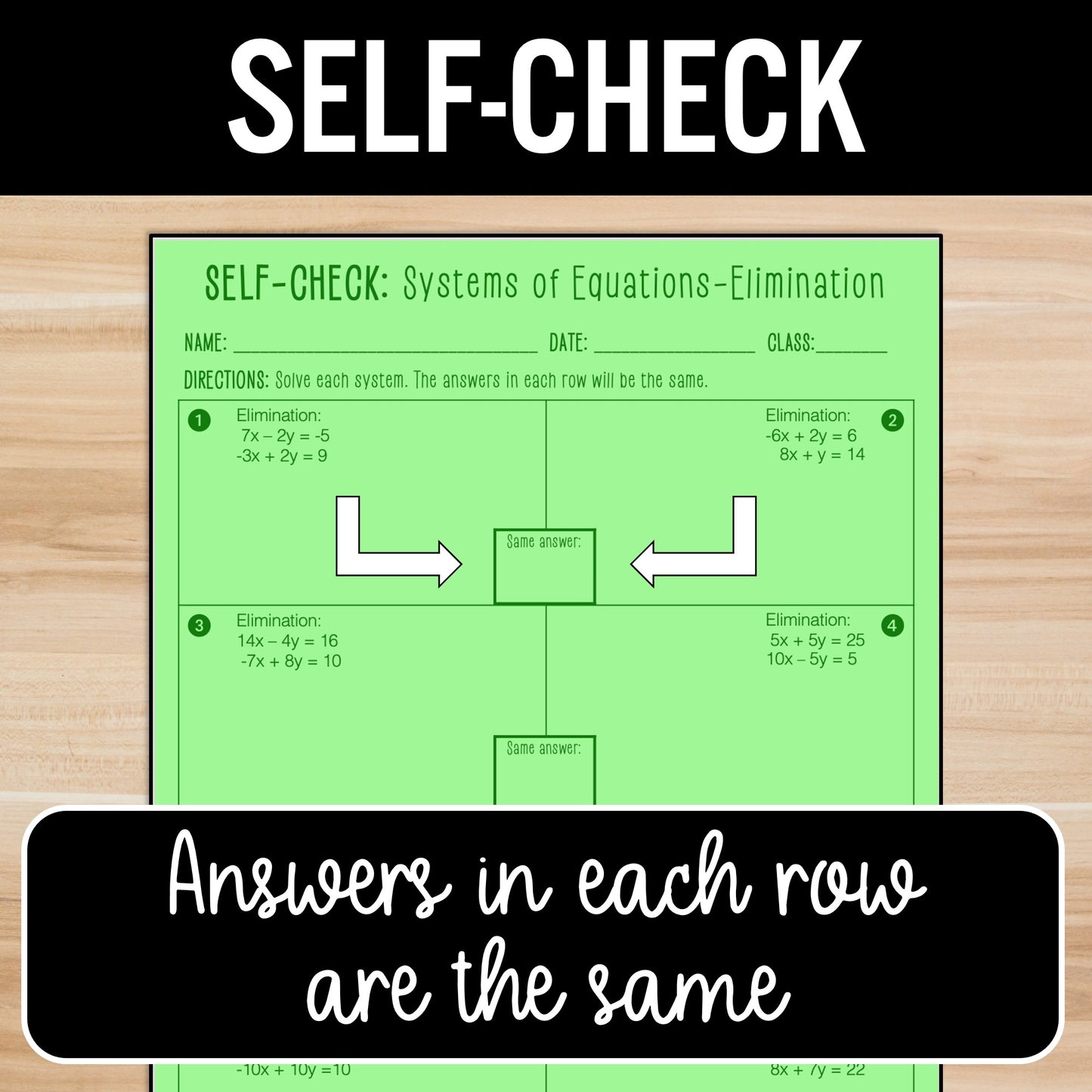 Solve Systems of Equations by Elimination Review Activity - Practice Worksheets