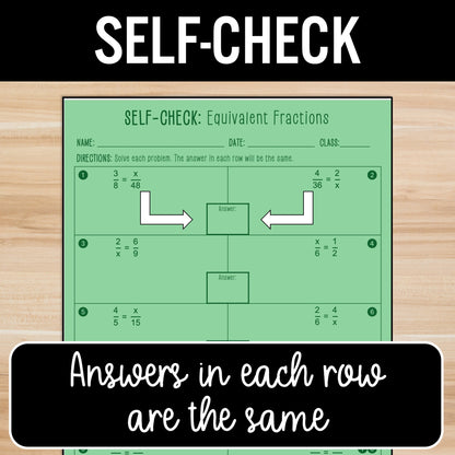 Equivalent Fractions Review | Ratios | Matching Answers | Practice Worksheets