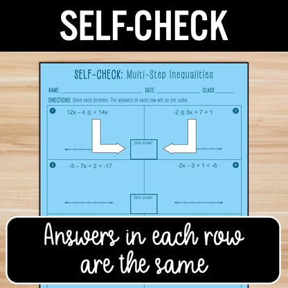 Multi-Step Inequalities | Practice | Self-Check Review Activities