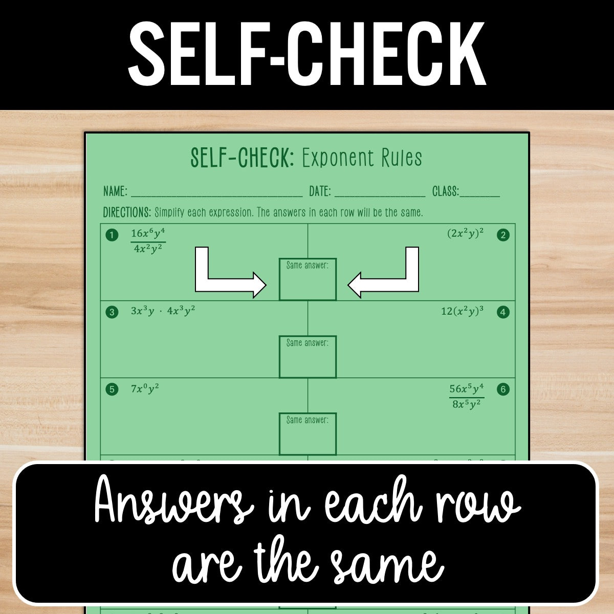 Rules of Exponents Review Activity – Practice Partner Worksheets