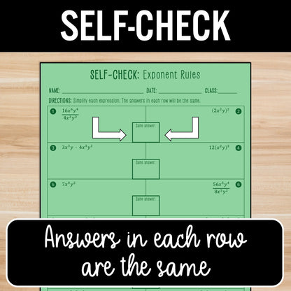 Rules of Exponents Review Activity – Practice Partner Worksheets