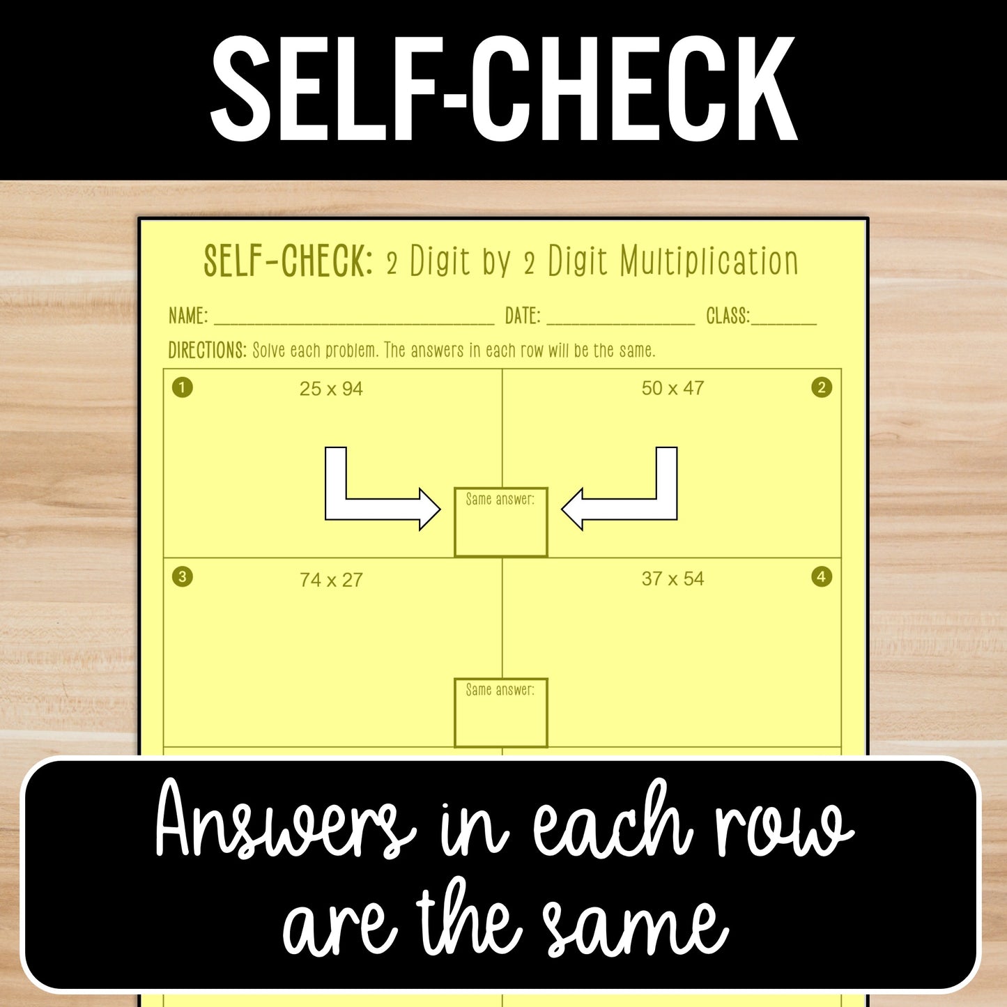 2 Digit by 2 Digit Multiplication | Self-Check Activity | Practice Worksheets