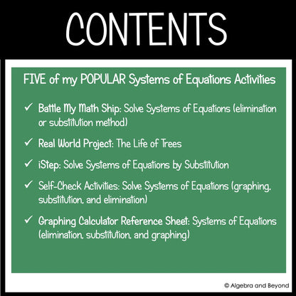 Solving Systems of Equations Review Activities Mini-Bundle | Graphing | Elimination | Substitution