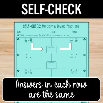 Multiply and Divide Fractions | Self-Check Activities