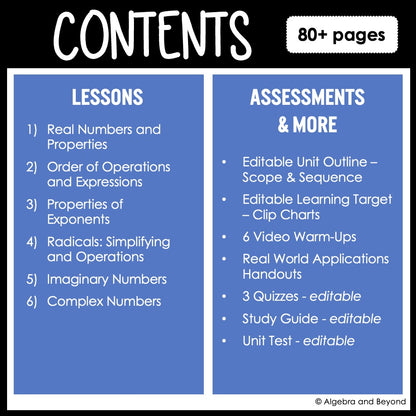 Algebra 2 Foundations Unit Bundle | Instructional Video | Guided Notes | Homework | Assessments