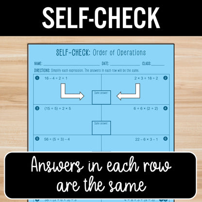 Order of Operations Worksheet | Add | Subtract | Multiply | Divide | No Exponent