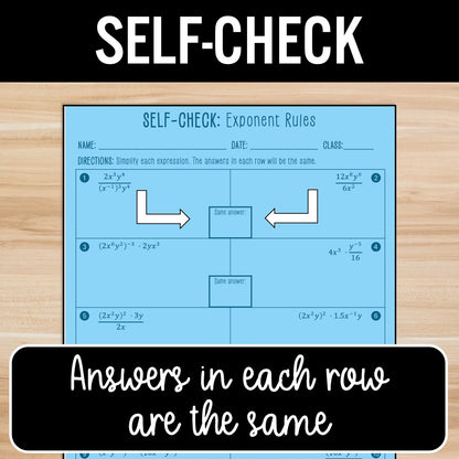 Rules of Exponents Review Activity – Practice Partner Worksheets