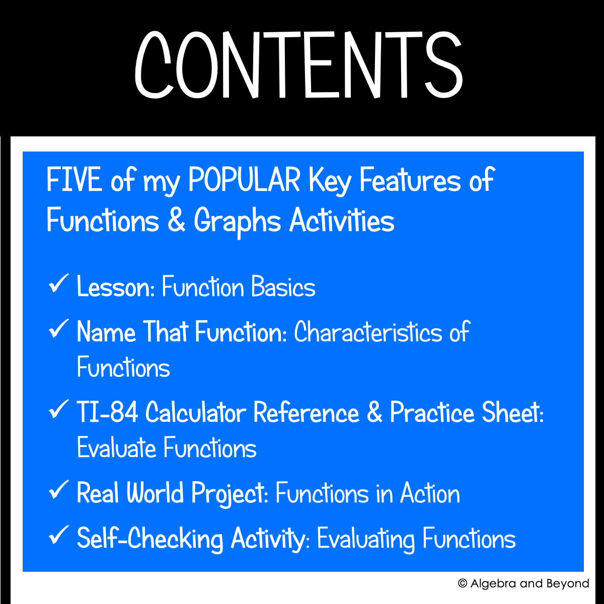 Key Features of Functions & Attributes of Graphs Activities | Review Worksheets