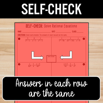 Solving Rational Equations Review Activity – Practice Partner Worksheets