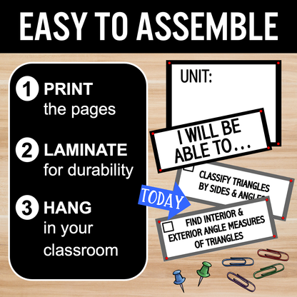 Geometry Learning Targets, Clip Charts, Bulletin Board, Printable Objectives