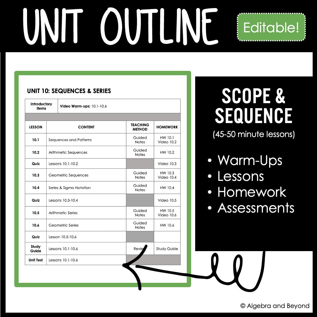 Sequences and Series Unit Bundle | Algebra 2 | Guided Notes | Homework | Assessments