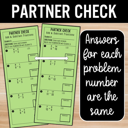 Add and Subtract Fractions | Self-Check Activities
