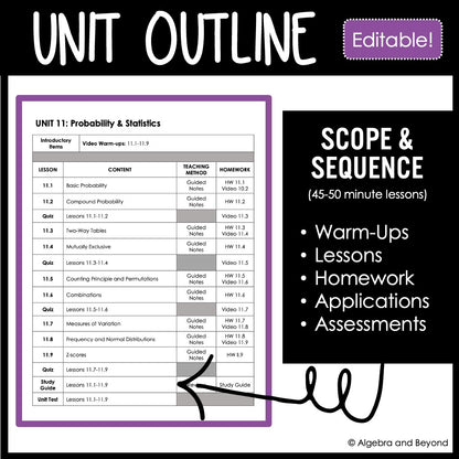 Probability and Statistics Unit Bundle | Algebra 2 | Notes | Homework | Assessments