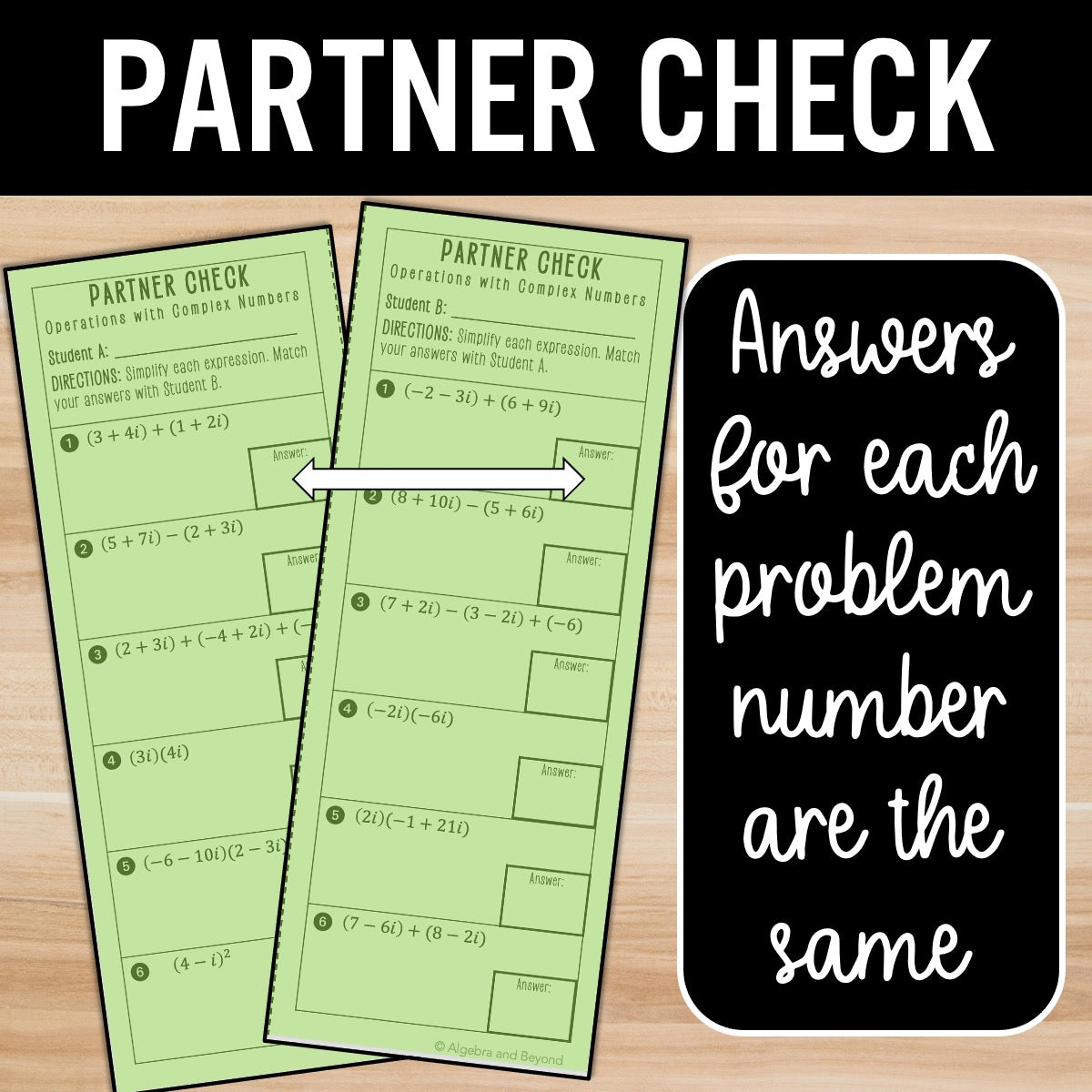 Operations with Complex Numbers Review Activity – Practice Worksheets