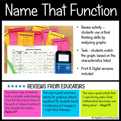 Rational Functions, Equations, and Graphs Activities | Review Worksheets