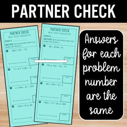 Multi-Step Inequalities Practice | Distribute | Self-Check Review Activities