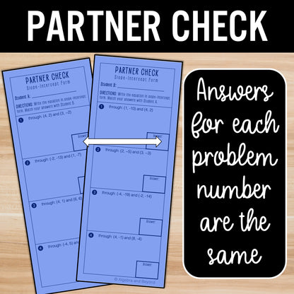 Write Linear Equations in Slope-Intercept Form from 2 Points Review Activity