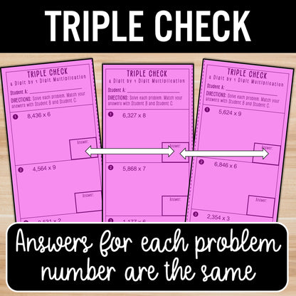 4 Digit by 1 Digit Multiplication | Self-Check Activity | Practice Worksheets