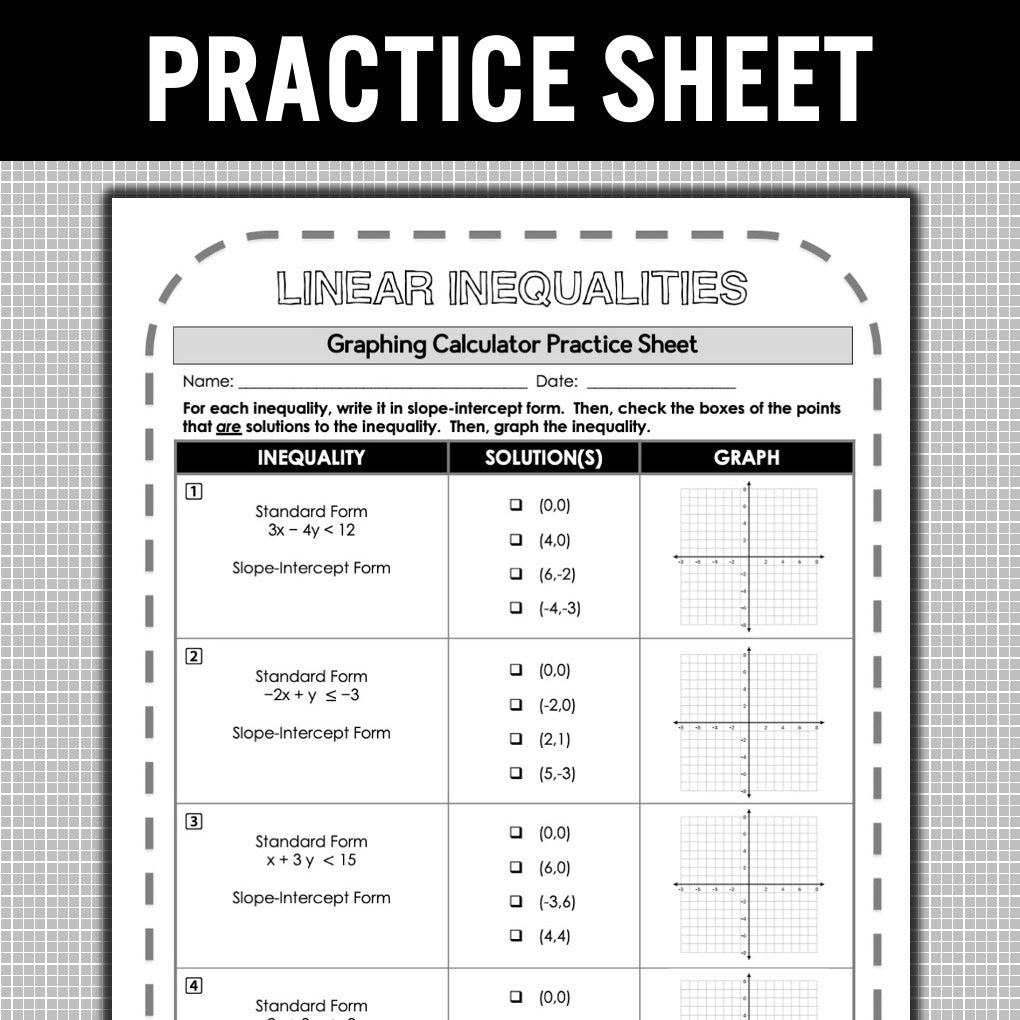 TI-Nspire Graphing Calculator Reference Sheets: Linear Inequalities
