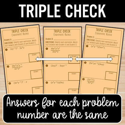 Rules of Exponents Review Activity – Practice Partner Worksheets