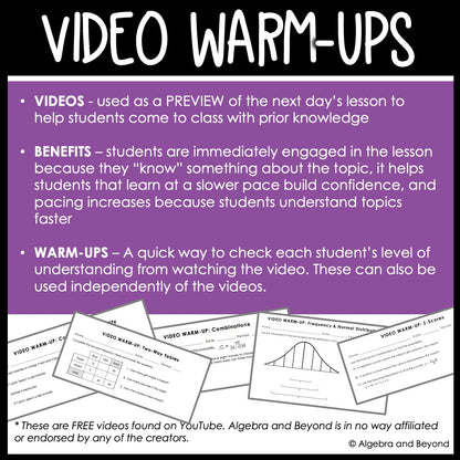 Probability and Statistics Unit Bundle | Algebra 2 | Notes | Homework | Assessments