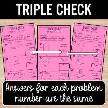 Finding Area and Perimeter Review Activity – Partner Practice Worksheets