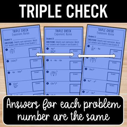Rules of Exponents (1 variable, no negatives) Activity – Practice Worksheets