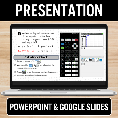 Linear Equations with TI-84 Graphing Calculator Practice Worksheet & Presentation