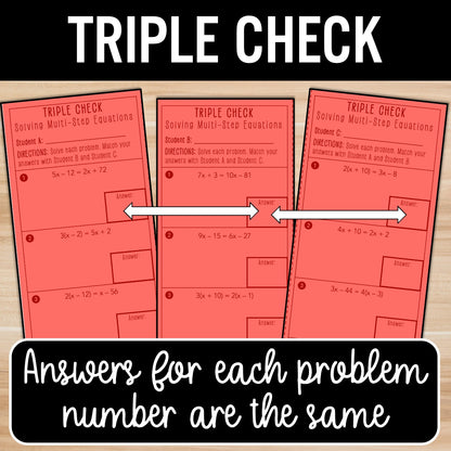 Multi-Step Equations (Variables on Both Sides) Activity – Practice Worksheets