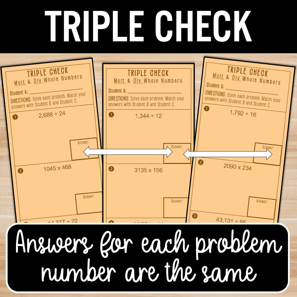 Multiply and Divide Whole Numbers | Self-Check Activities