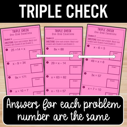 One-Step Equations | Positive Numbers Only | Self-Check Activities