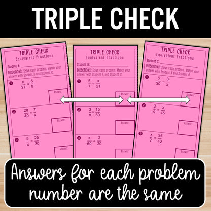 Equivalent Fractions Review | Ratios | Matching Answers | Practice Worksheets