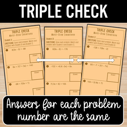 Multi-Step Equations Practice | Distribute | Self-Check Review Activities