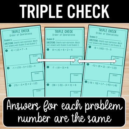 Order of Operations | Positive and Negative Integers | No Exponent | Worksheet