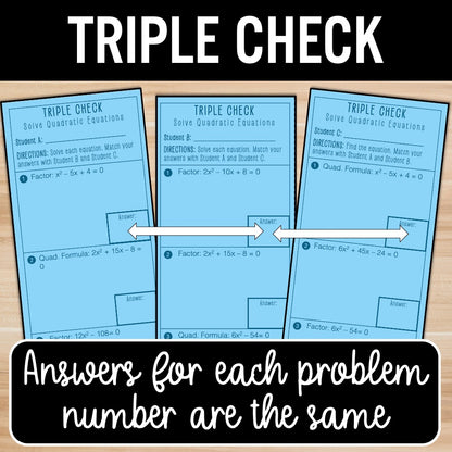Solving Quadratic Equations Practice | Self-Check Review Activities