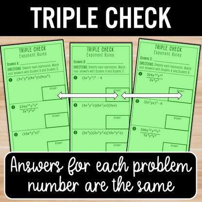 Exponent Rules (no negative exponents) Review Activity – Practice Worksheets