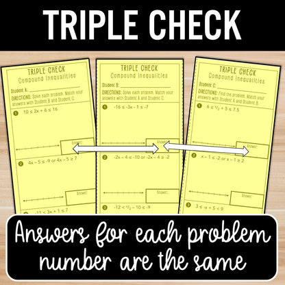 Compound Inequalities Review Activity – Self-Check Practice Worksheets