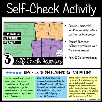 Key Features of Functions & Attributes of Graphs Activities | Review Worksheets