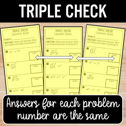 Exponent Rules (1 variable, includes negatives) Activity – Practice Worksheets