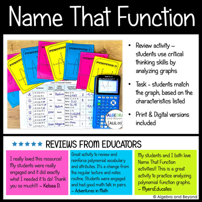 Polynomial Functions and Graphs Activities | Review Worksheets