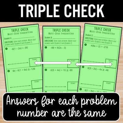 Multi-Step Inequalities Practice | Distribute | Self-Check Review Activities