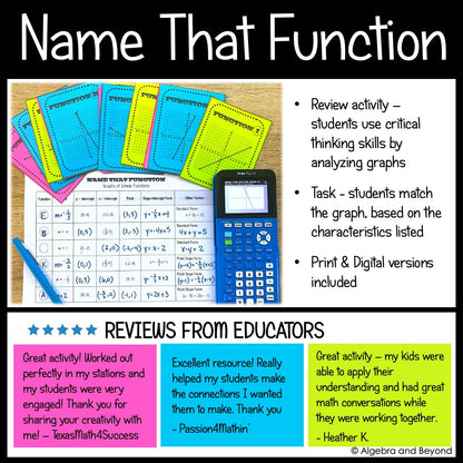 Linear Equations Review Activities Mini-Bundle | Graphing, Project, Slope-Intercept Form