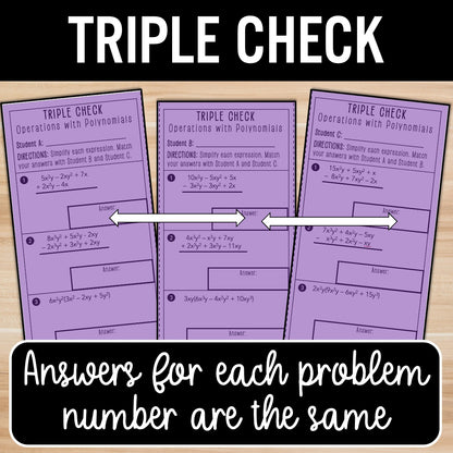 Operations with Polynomials Review Activity – Partner Practice Worksheets