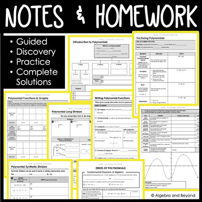 Polynomial Functions Unit Bundle | Algebra 2 | Guided Notes | Homework | Assessments