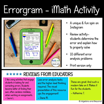 Absolute Value Inequalities Review Activities Mini-Bundle - Project, Game, Self-Check, Error Analysis