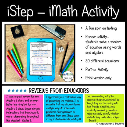 Solving Systems of Equations Review Activities Mini-Bundle | Graphing | Elimination | Substitution