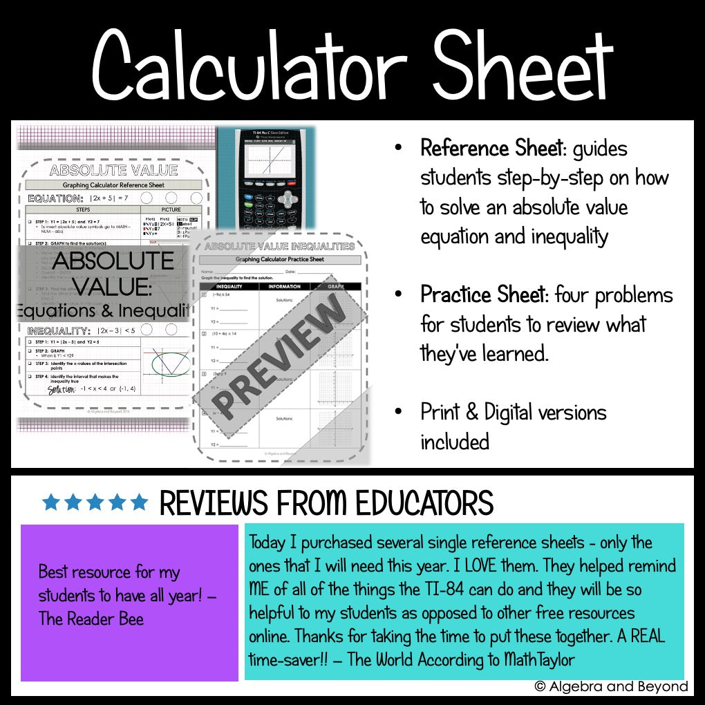 Absolute Value Inequalities Review Activities Mini-Bundle - Project, Game, Self-Check, Error Analysis