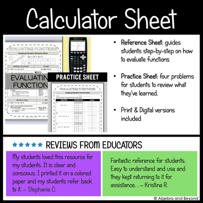 Key Features of Functions & Attributes of Graphs Activities | Review Worksheets