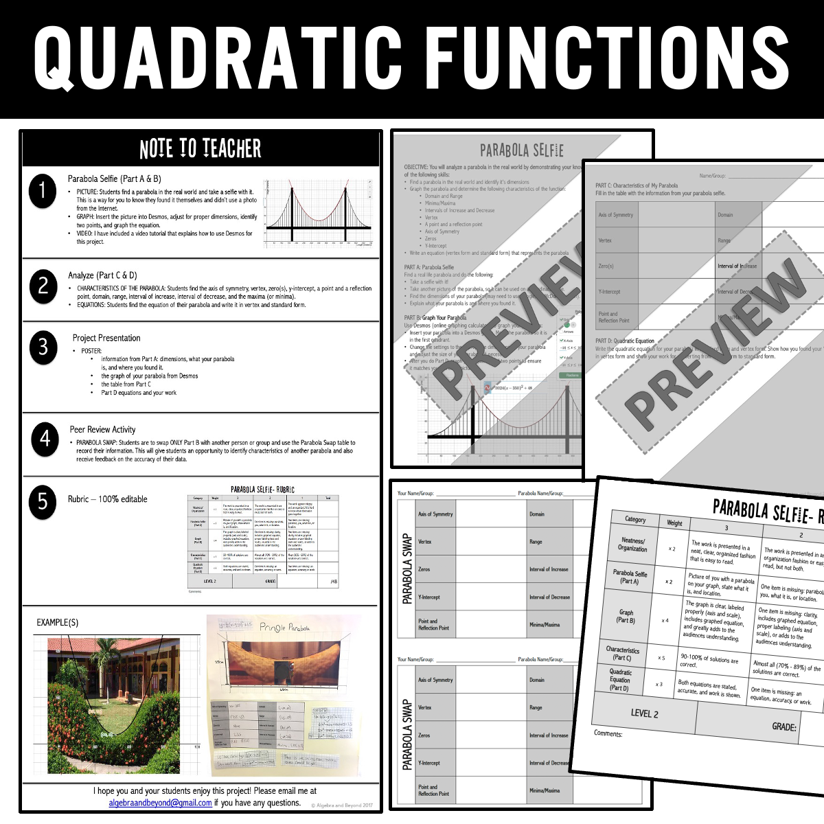 Algebra Real-World Projects Bundle - Fun Review Activities Practice Worksheets